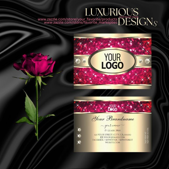 Tarjeta De Visita Purpurina Rosa de Ojos Captura de Oro Diamantes añ (Subido por el creador)