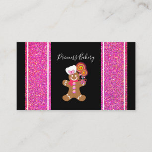 Tarjeta De Visita Purpurina rosa dulce panecillo crema pan de chef