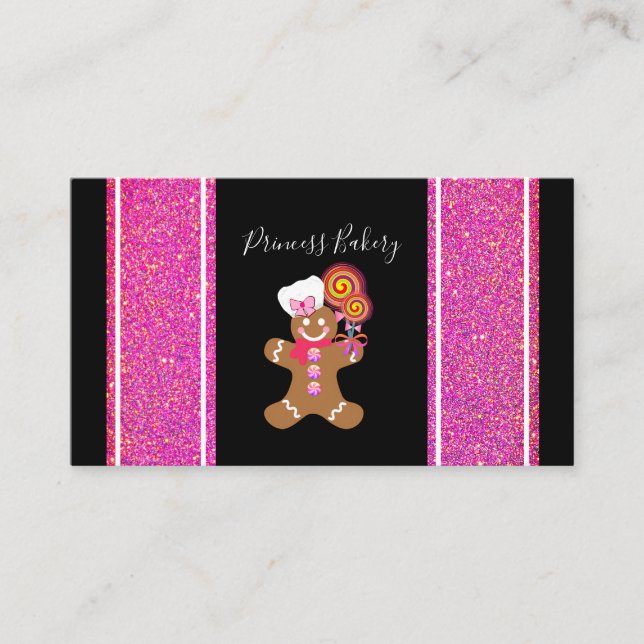 Tarjeta De Visita Purpurina rosa dulce panecillo crema pan de chef (Anverso)