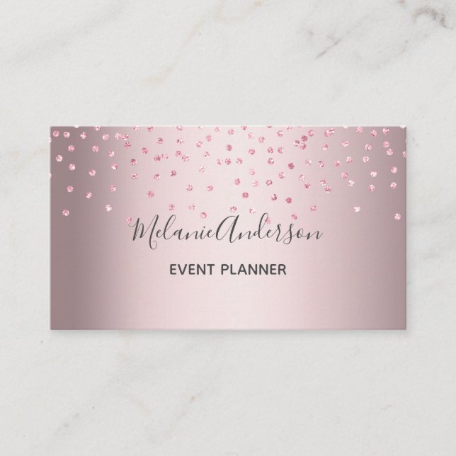 Tarjeta De Visita Purpurina rosa elegante (Anverso)