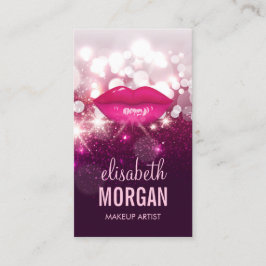 Tarjeta De Visita Purpurina Rosa Esparkling Artista De Maquillaje Li