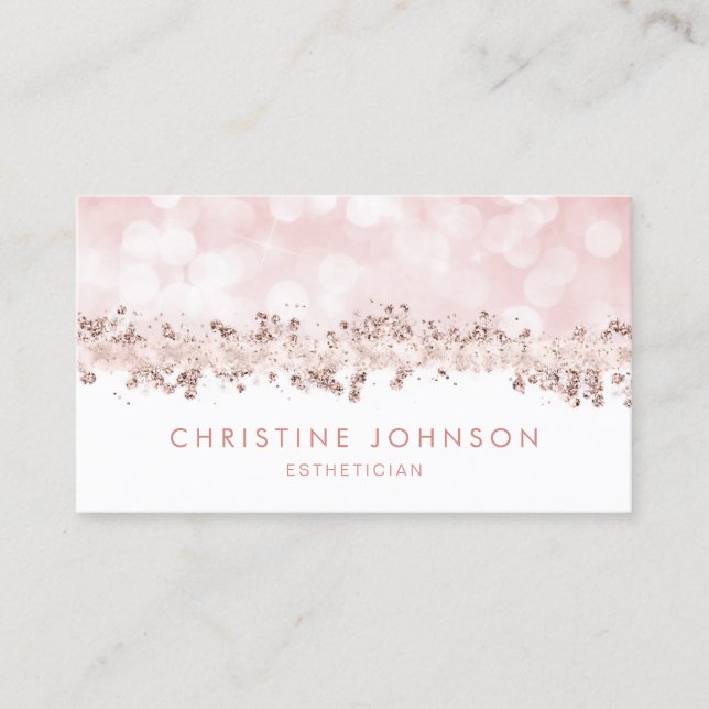 Tarjeta De Visita purpurina rosa falso y franja de Relieve metalizad (Anverso)