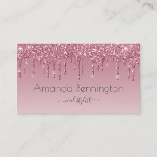 Tarjeta De Visita Purpurina Rosa Gold Faux con logotipo transparente