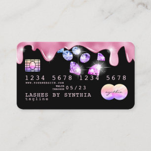 Tarjeta De Visita purpurina rosa gotea diamantes holográficos de tar