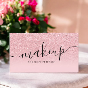 Tarjeta De Visita Purpurina rosa moderno rompe el maquillaje del gui