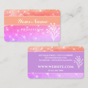 Tarjeta De Visita Purpurina rosa morado de lujo esparkling Stars