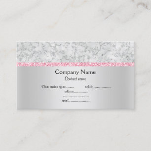 Tarjeta De Visita purpurina rosa plateado elegante negocio de semi b