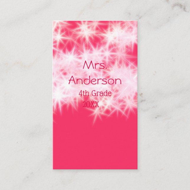 Tarjeta De Visita Purpurina rosa rojo chisporroteando De vuelta al m (Anverso)