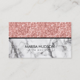 Tarjeta De Visita Purpurina Rosa Rosa Rosa de Mármol Blanco Negro