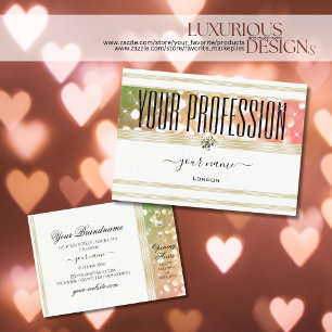 Tarjeta De Visita Purpurina rosa verde brillante joyas frontera dora