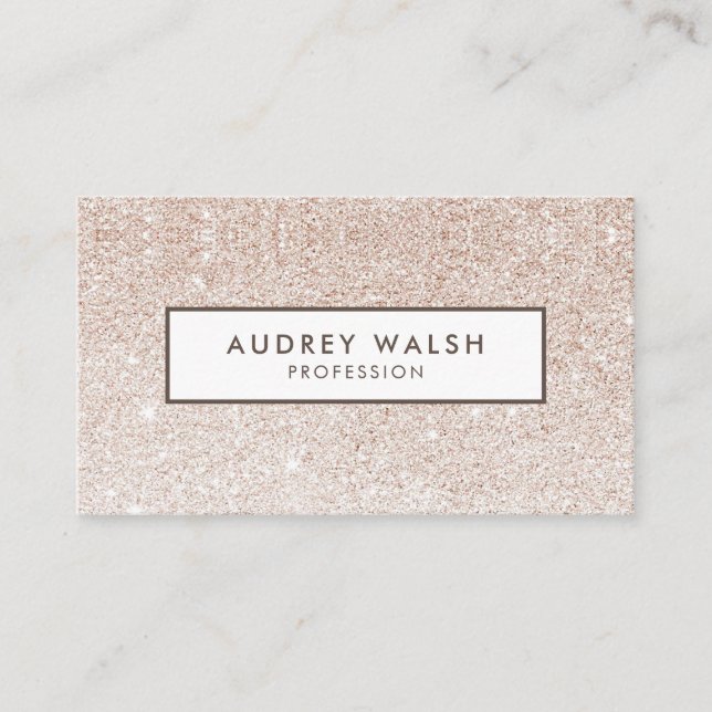 Tarjeta De Visita purpurina rosa y blanco de champán de diseño (Anverso)