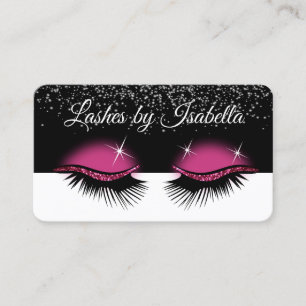 Tarjeta De Visita Purpurina rosado caliente - Eyelashes