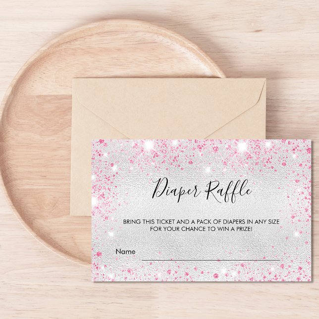 Tarjeta De Visita Purpurina rosado chica boleto para rifa de pañales (Subido por el creador)