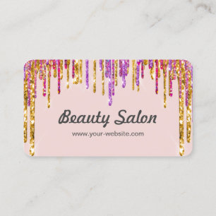 Tarjeta De Visita Purpurina rosado hairstylist de barniz personaliza