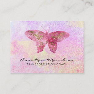 Tarjeta De Visita *~* Purpurina rosado Pastel Fantasy Mariposa dorad