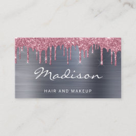 Tarjeta De Visita Purpurina Rosado Profesional Cabello Y Maquillaje