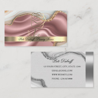 Tarjeta De Visita Purpurina Rose Bouquet Gifts Sparkle Marble