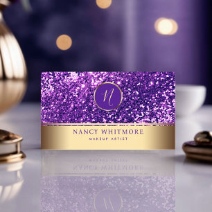 Tarjeta De Visita Purpurina Royal Gold y Purple de lujo elegante