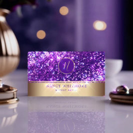 Tarjeta De Visita Purpurina Royal Gold y Purple de lujo elegante