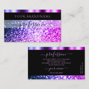 Tarjeta De Visita Purpurina Shimmery de lujo Black Pink Purple Spark