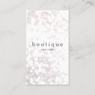 Tarjeta De Visita Purpurina simple de moda de Bokeh Blanco