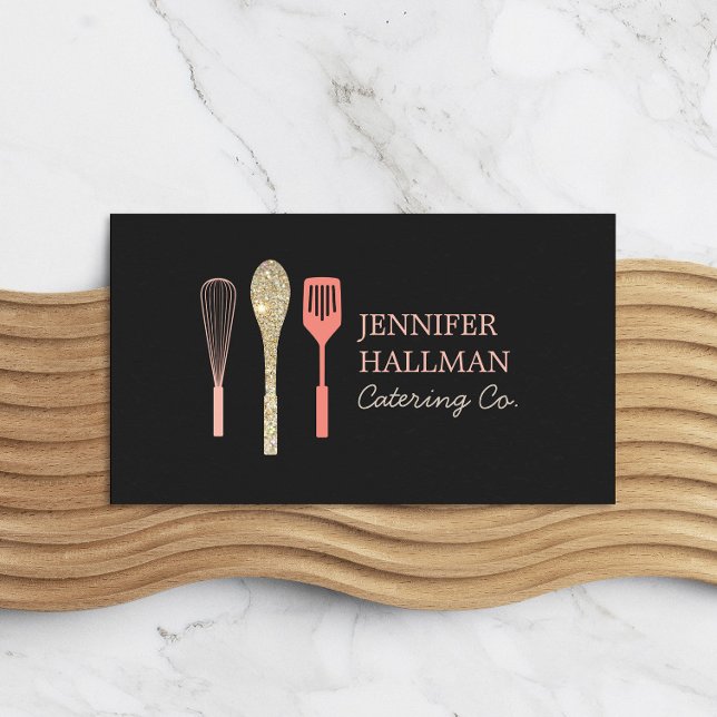 Tarjeta De Visita Purpurina Spoon Whisk Spatula Logo Oscuro Gris (Subido por el creador)