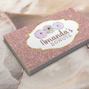 Tarjeta De Visita Purpurina subió pasteles del oro de la panadería