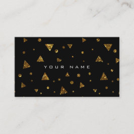 Tarjeta De Visita Purpurina triangular geométrico Vip negro dorado
