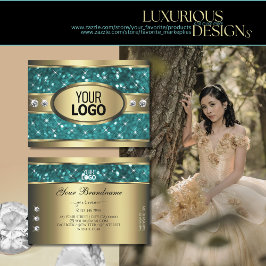 Tarjeta De Visita Purpurina Verde azulado de oro Luminous Stars Diam