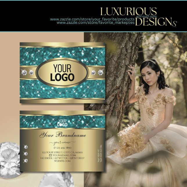 Tarjeta De Visita Purpurina Verde azulado de oro Luminous Stars Diam (Subido por el creador)