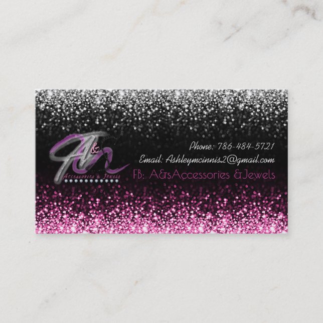 Tarjeta De Visita Purpurina White & Pink Star Rain Jeweler (Anverso)
