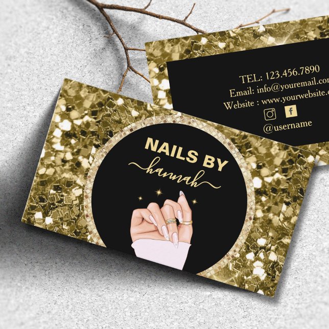 Tarjeta De Visita Purpurina Woman Hand Nail Salon Business Card (Subido por el creador)