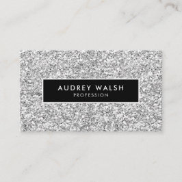 Tarjeta De Visita purpurina y negro de cristal plateado con estilo G