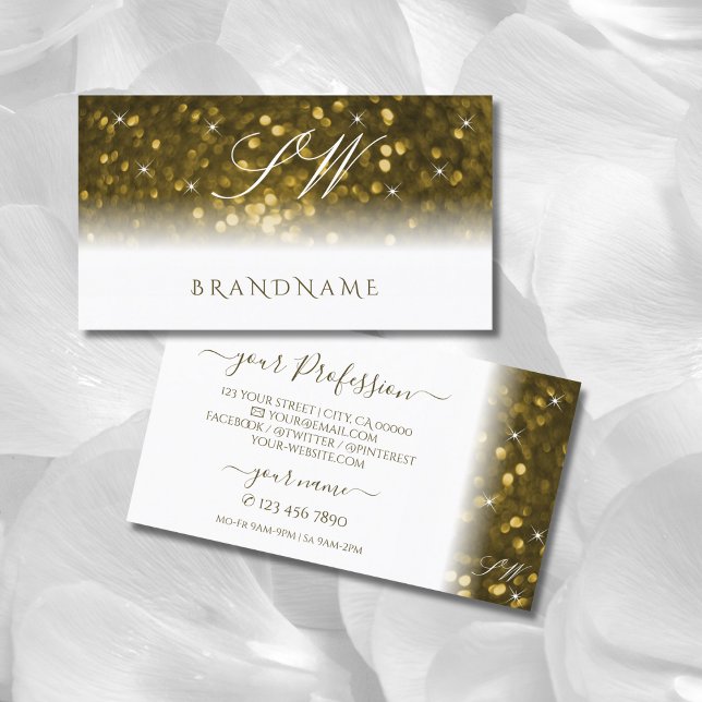 Tarjeta De Visita Purpurinas de lujo de oro blanco esparkling Stars  (Subido por el creador)