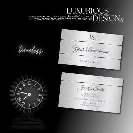 Tarjeta De Visita Purpurinas e iniciales suaves de color plateado cl