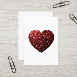 Tarjeta De Visita Purpurinas falsos de corazón rojo oscuro brillan
