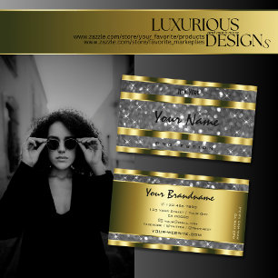 Tarjeta De Visita Purpurinas Gold Silver sobresalientes Profesionale