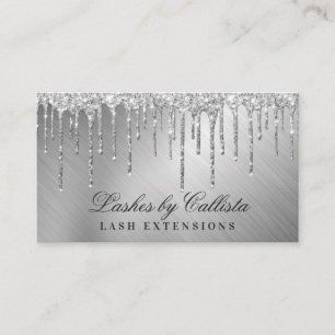 Tarjeta De Visita Purpurinas metálicos Glam Silver Perforaciones
