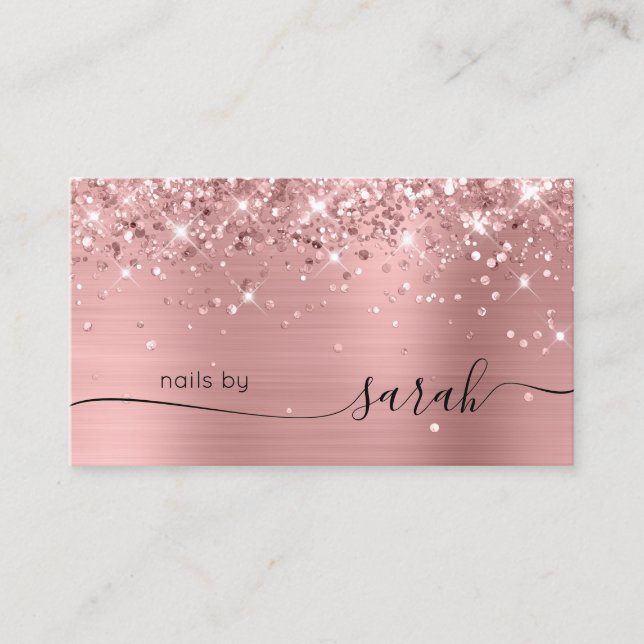 Tarjeta De Visita Purpurinoso de oro rosa dorado Glam Elegante (Anverso)