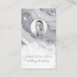 Tarjeta De Visita *~* QR AGate Marble FOTO LOGO SILVER AP66 Gris