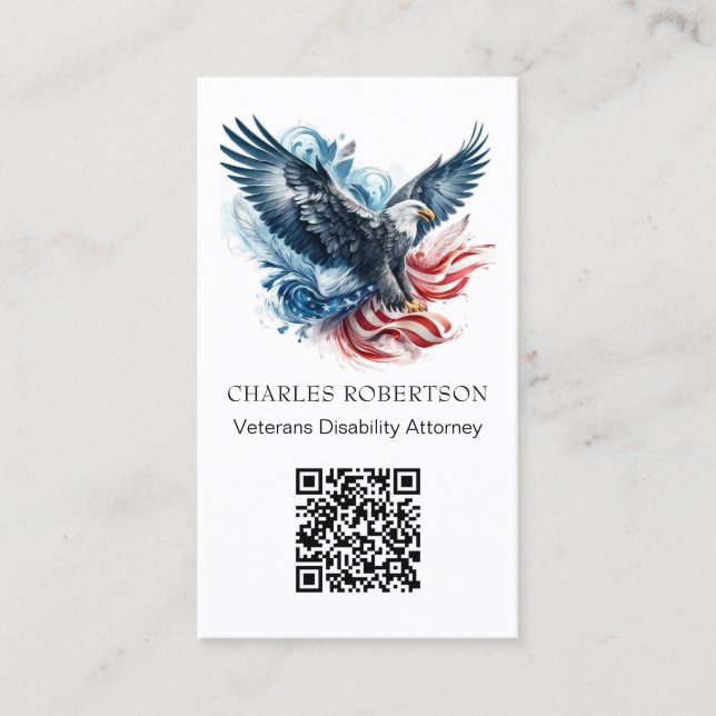 Tarjeta De Visita *~* QR - Águila calva de bandera estadounidense AP (Anverso)