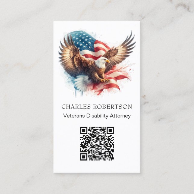Tarjeta De Visita *~* QR AP16 - Águila calva de la bandera estadouni (Anverso)