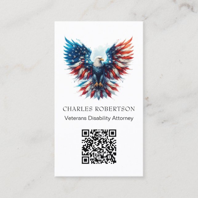 Tarjeta De Visita *~* QR AP16 Bandera americana foto de águila calva (Anverso)