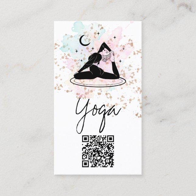 Tarjeta De Visita *~* QR AP33 Luna Espiritual de Yoga (Anverso)