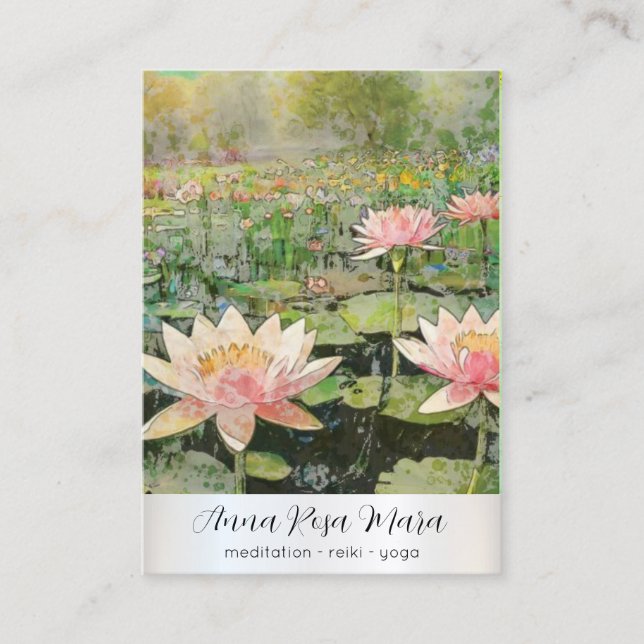 Tarjeta De Visita *~* QR Art Lotus Water Lily Nature Flower AP67 (Anverso)