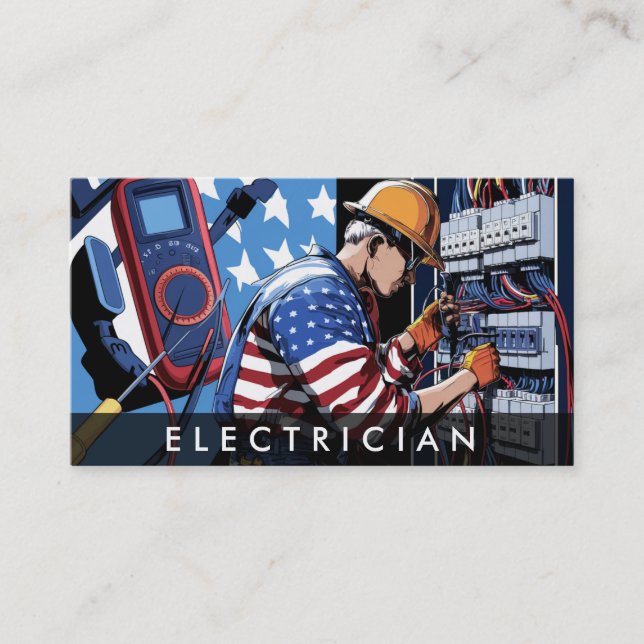 Tarjeta De Visita *~* QR Bandera Patriótica Electricista AP75 Foto (Anverso)