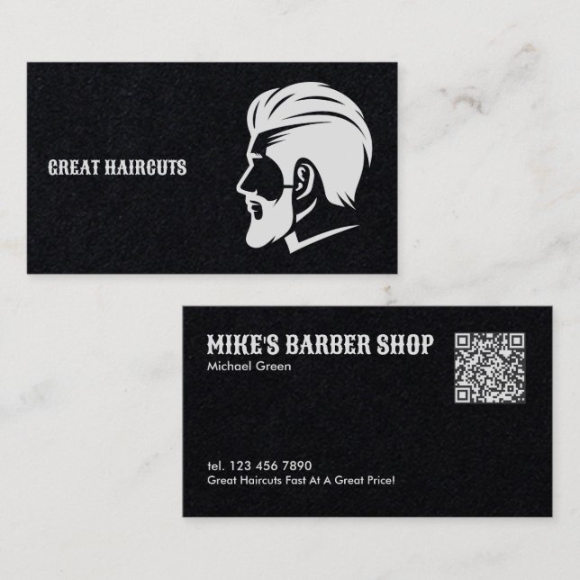 Tarjeta De Visita QR Barber Premium (Anverso / Reverso)