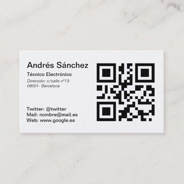 Tarjeta de visita QR  Básica (Anverso)