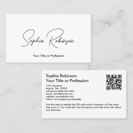 Tarjeta De Visita QR blanco de firma