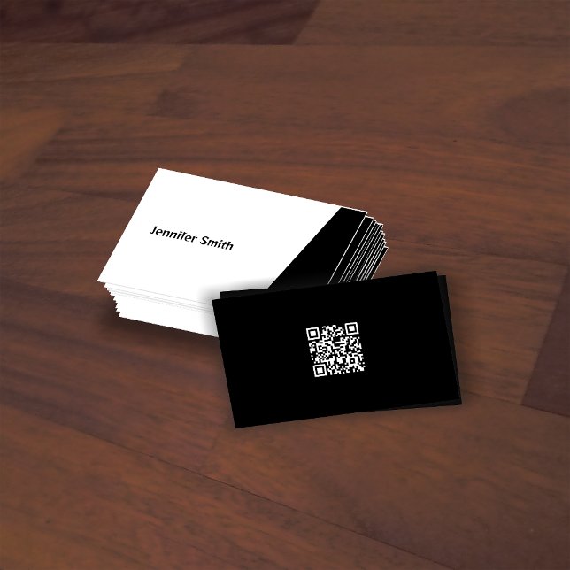 Tarjeta De Visita Qr Code Artista moderno blanco y negro (Subido por el creador)